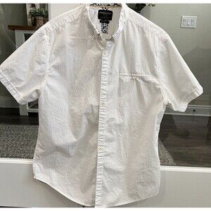 Denim & Flower Ricky Singh Mens 100% Cotton Polka Dot SS Button-Up Shirt L